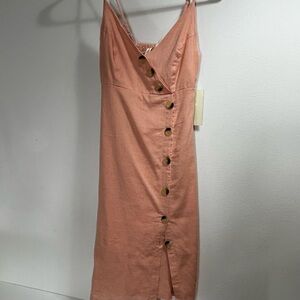 Moon Orchid Elegant Pale Coral Button-Front Mini Spaghetti Strap Dress Size XS